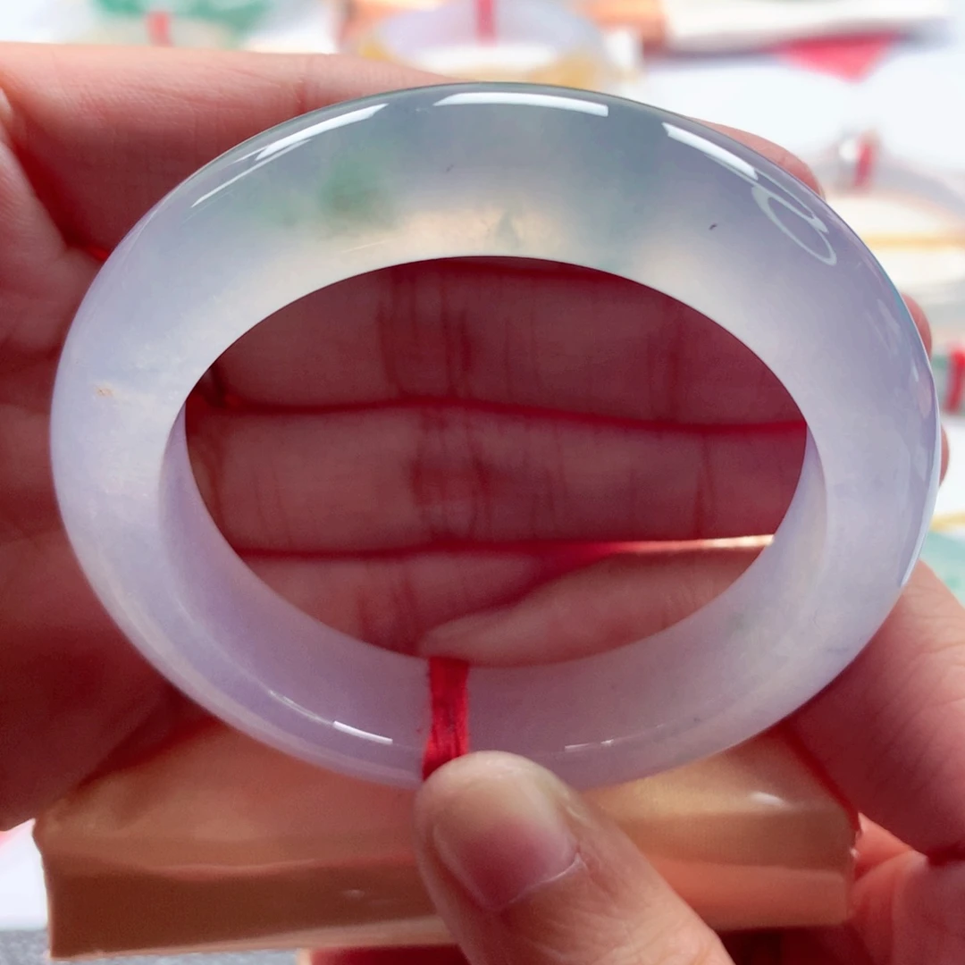 翡翠未镶嵌手镯51新货炸光冰粉飘绿花毕业高冰起胶A