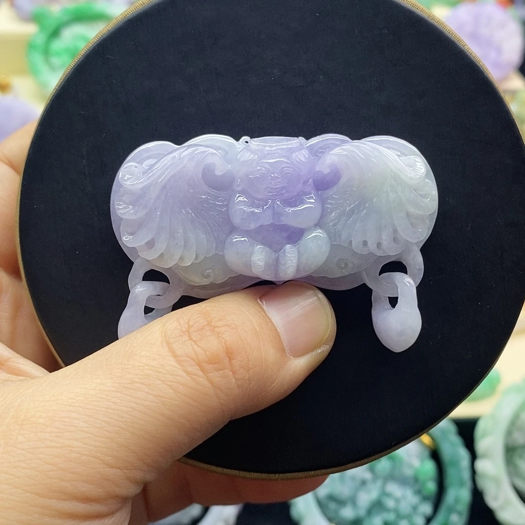 翡翠未镶嵌吊坠(赠链)锁牌