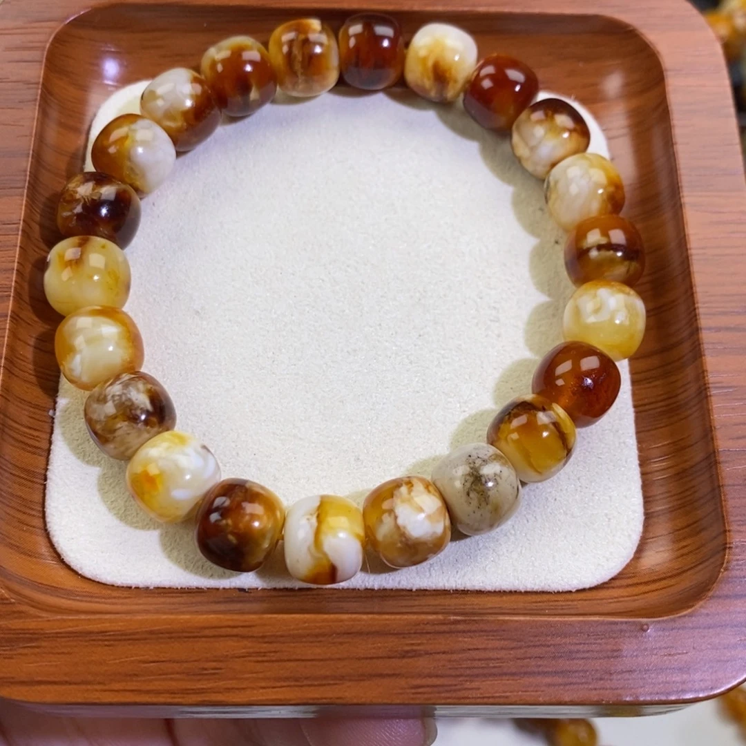 琥珀未镶嵌手链天然沁色蜜蜡老型手串10*9mm