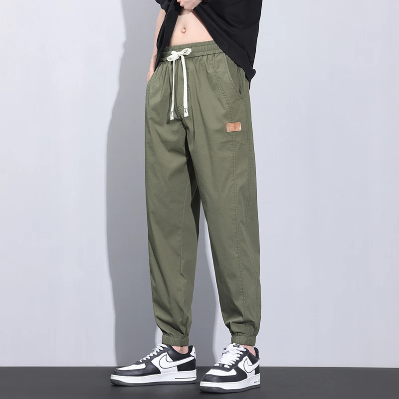 V/雅鹿夏季宽松大码男士冰丝休闲裤透气凉爽百搭男春秋款大码卫裤