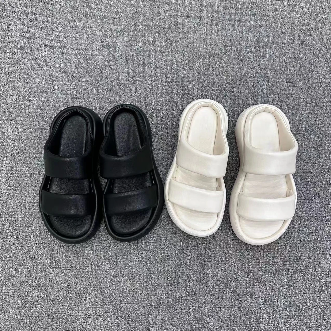 【周周家】5818濮院夏季云朵面包拖鞋纯色女士一字拖