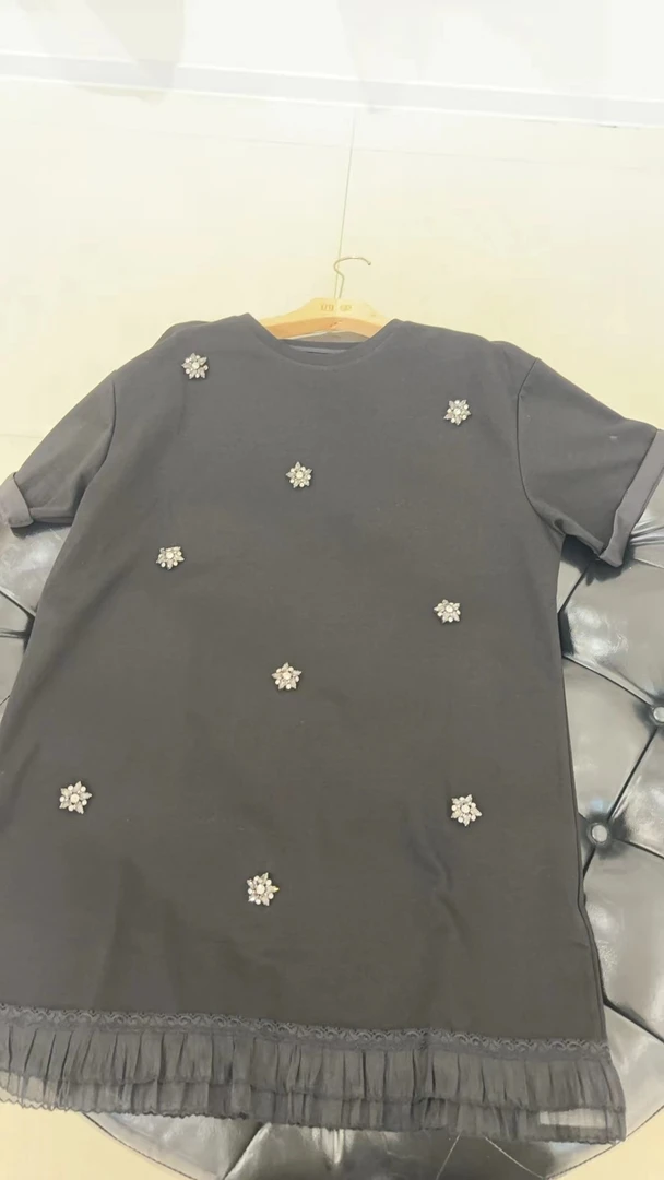 SI JI 蔷薇芳华外翻袖钉钻连衣裙80669