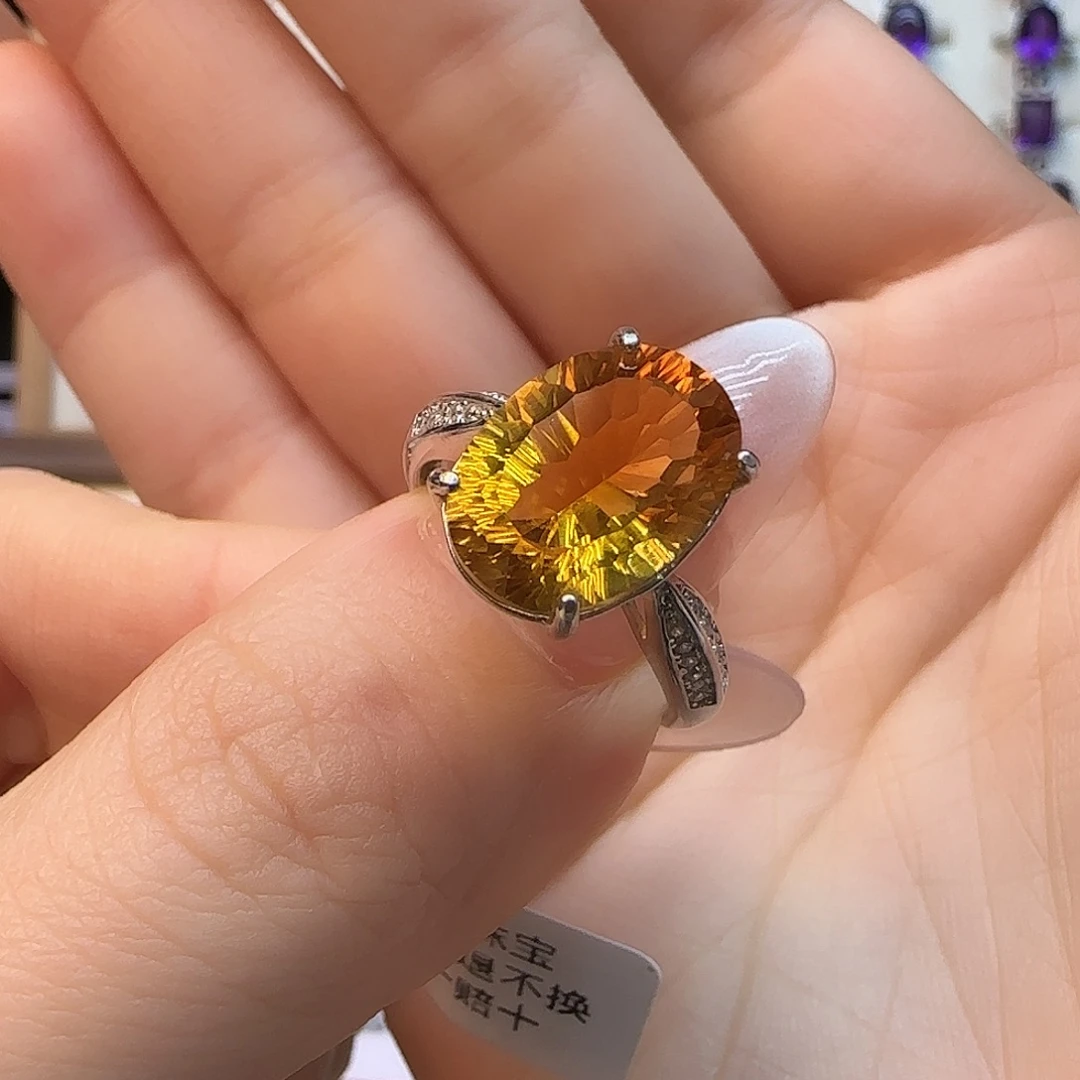 怡***子珠宝半成品银S925镶嵌水晶G 巴西黄 6克拉