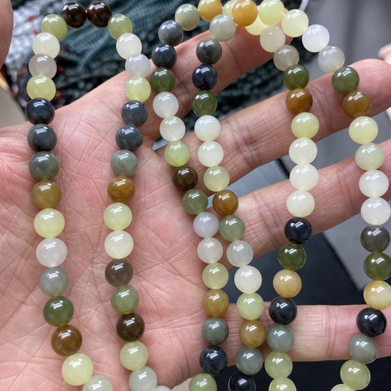 和田玉卡8毫米多宝珠链多圈手链文玩珠链挂件项链