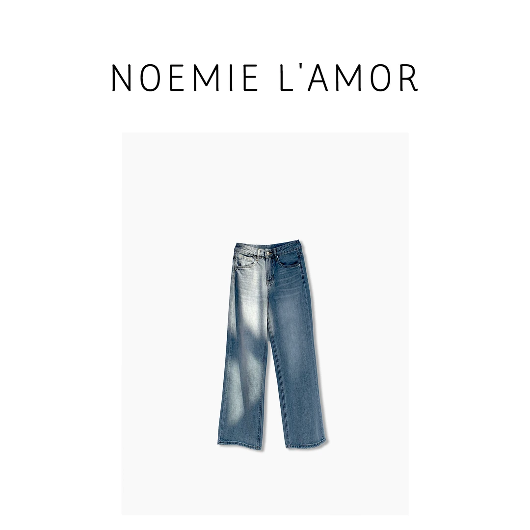 [情书专属] NOEMIE L'AMOR 新款高腰显瘦时尚直筒阔腿牛仔裤