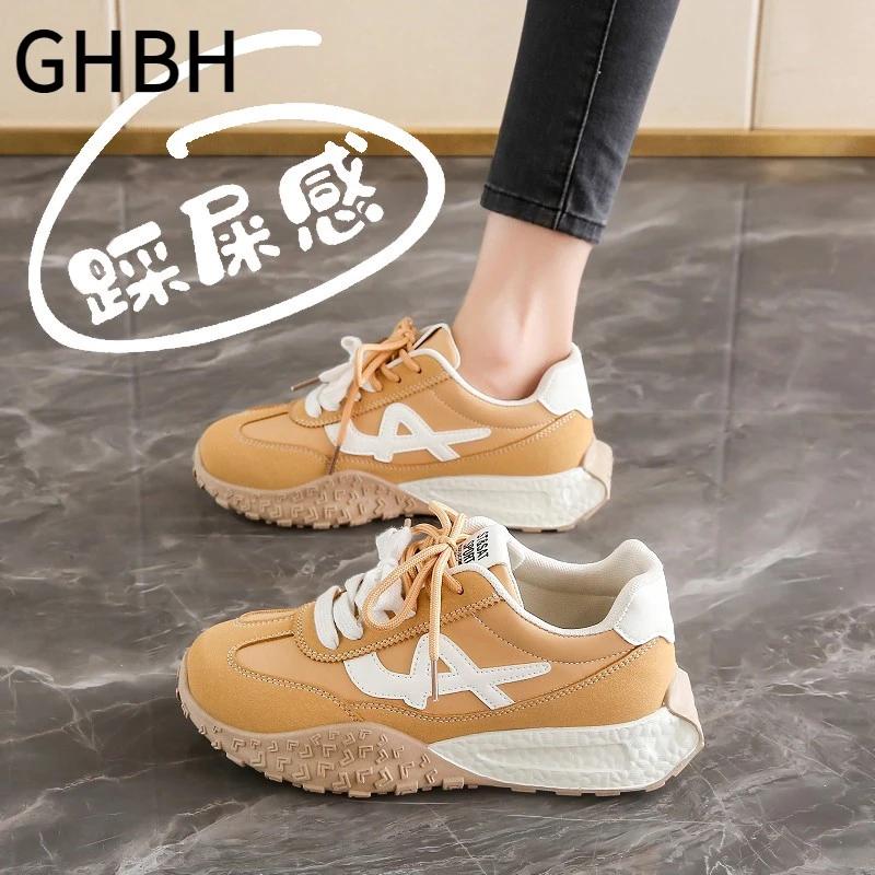 女鞋踩屎感德训运动鞋女2025新款夏季阿甘小白鞋34码轻便软底跑鞋