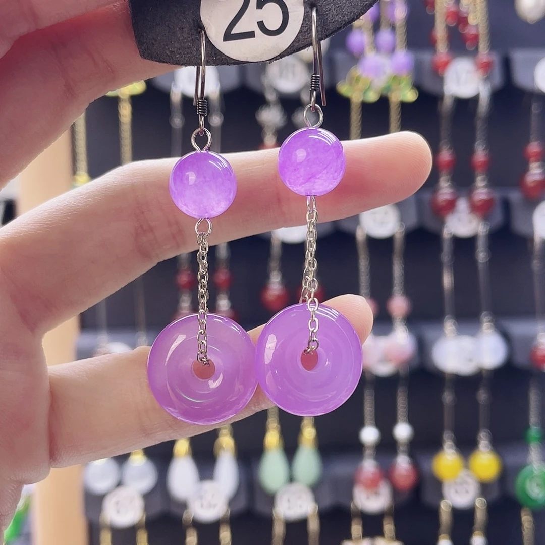 玛瑙/玉髓银S925镶嵌耳坠