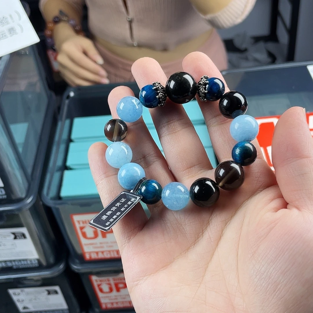 水晶手串银S925镀金镶嵌