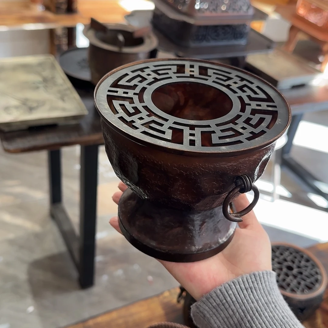 艺***师紫铜烟熏火炉一个