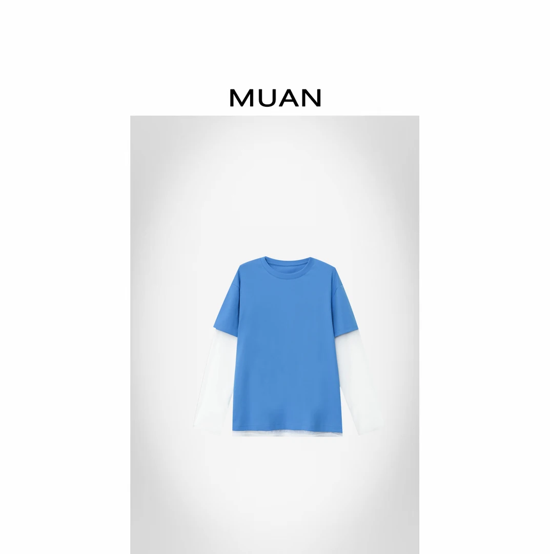 木岸MUAN：《西海岸长袖T》定制拼接高级百搭简约上衣打底女MJ-F8189