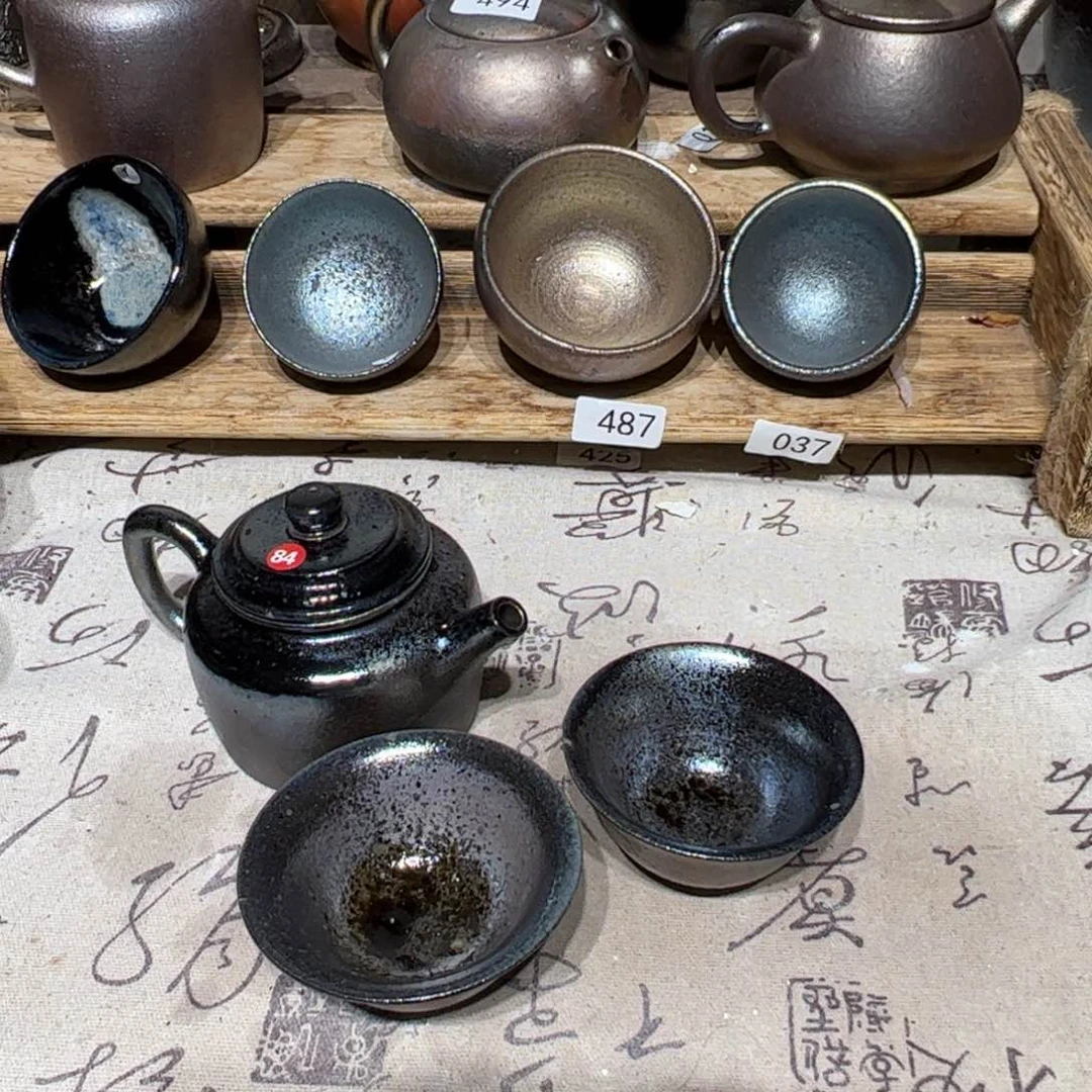 建水紫陶紫泥柴烧一壶两杯