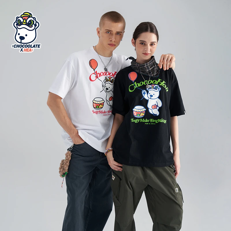 HEA x i.t:CHOCOOLATE联名款气球小熊棉感休闲圆领短袖T恤无性别