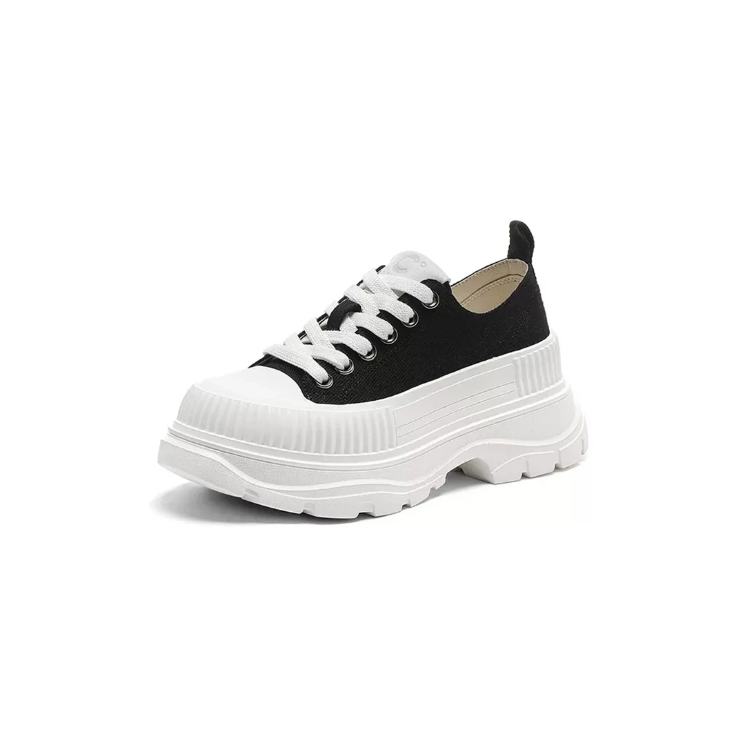A99杜米亚厚底增高休闲鞋女黑色帆布鞋小白鞋D7852518
