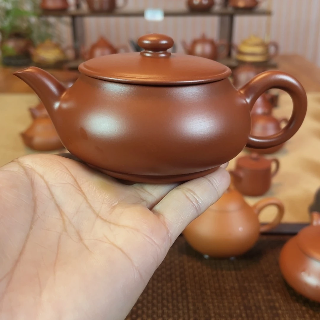 茶壶紫砂小*潮州手工手拉朱泥明炉壶