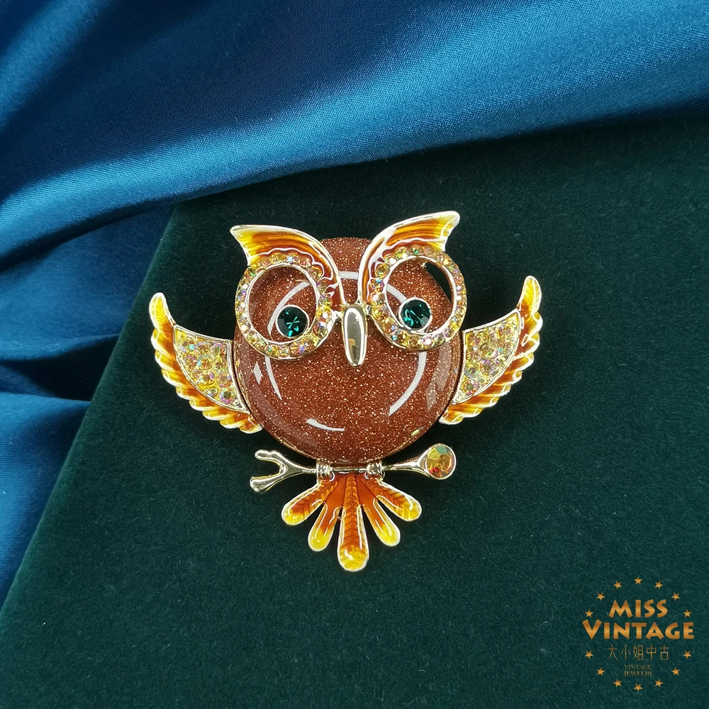 B&W大眼猫头鹰胸针[2504171-055]