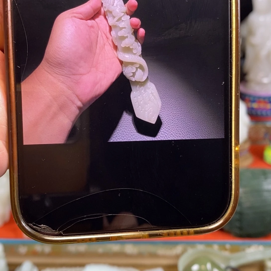 禧***门青花瓷白玉如意一个