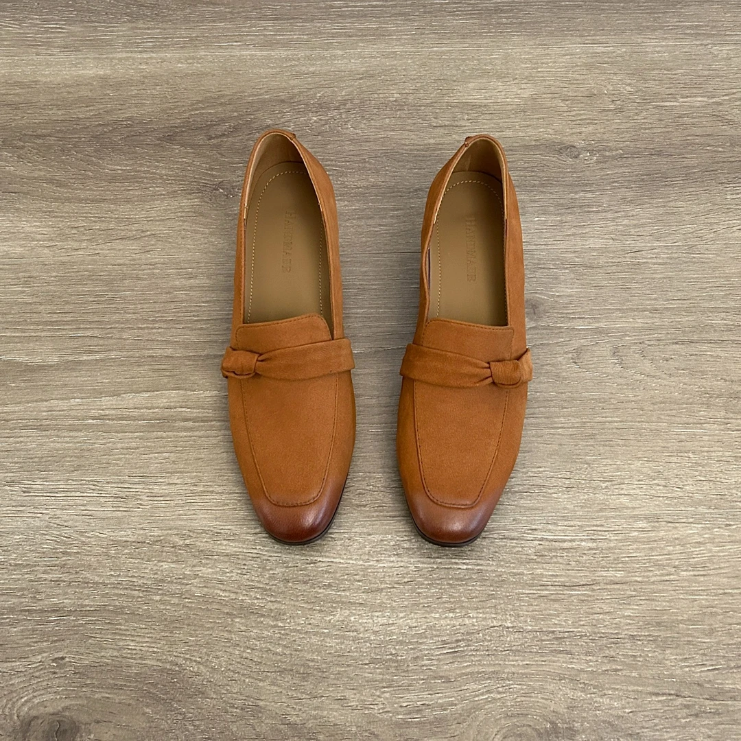 Dannyfrey复古极简风羊京女英伦编织一脚蹬女百搭舒适通勤单鞋4CM