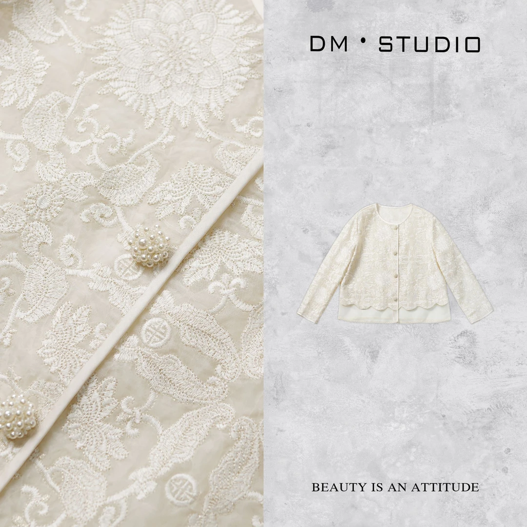 DEDM•STUDIO/复古重工刺绣100%桑蚕丝排扣外套（2503WT/WQX2606）