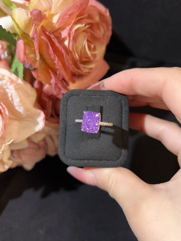 铜合金戒指 紫色气质方糖精品戒指XS1128