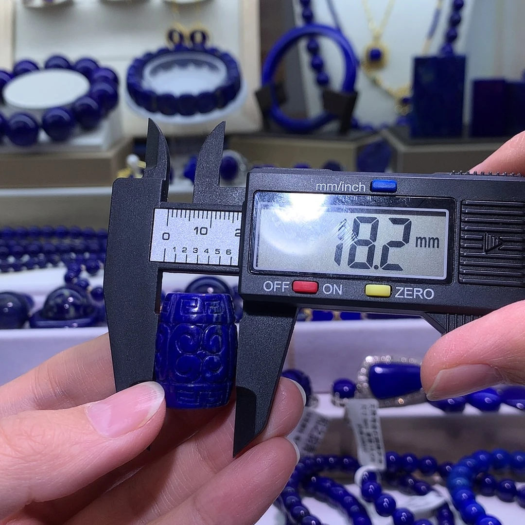 青金石未镶嵌天然原矿回纹天珠24.2*18.8m