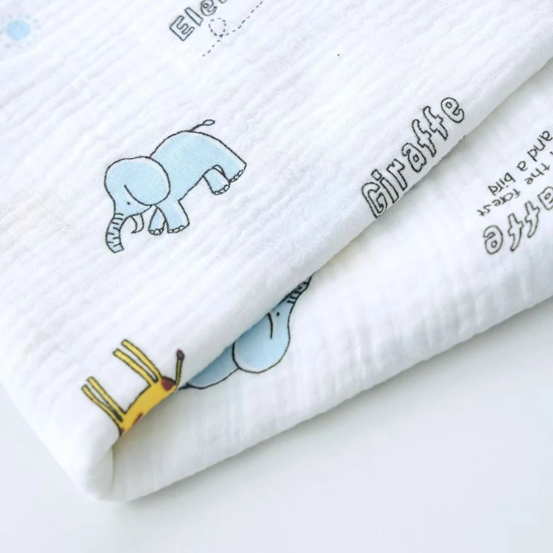 【1.4米幅宽】白底双层纱布母婴级纯棉布料婴儿面料100全棉皱布面料