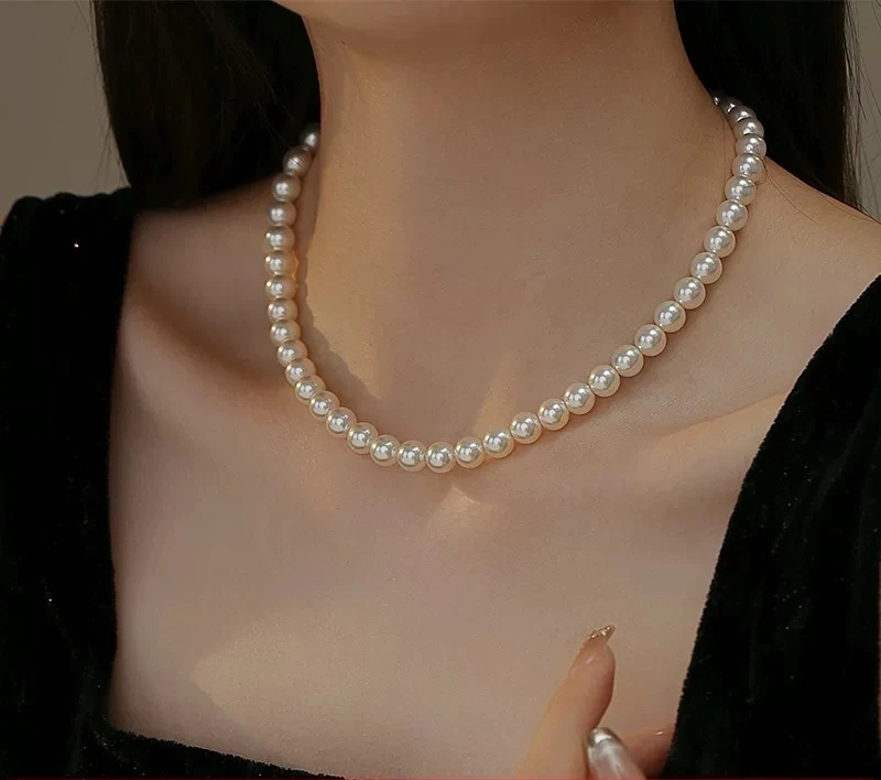 「正圆」全珠项链 暖白正圆珠珠项链 冬季倪妮同款优雅轻奢