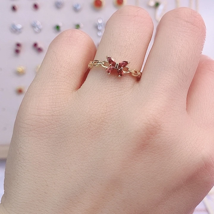 石榴石戒指银S925镶嵌