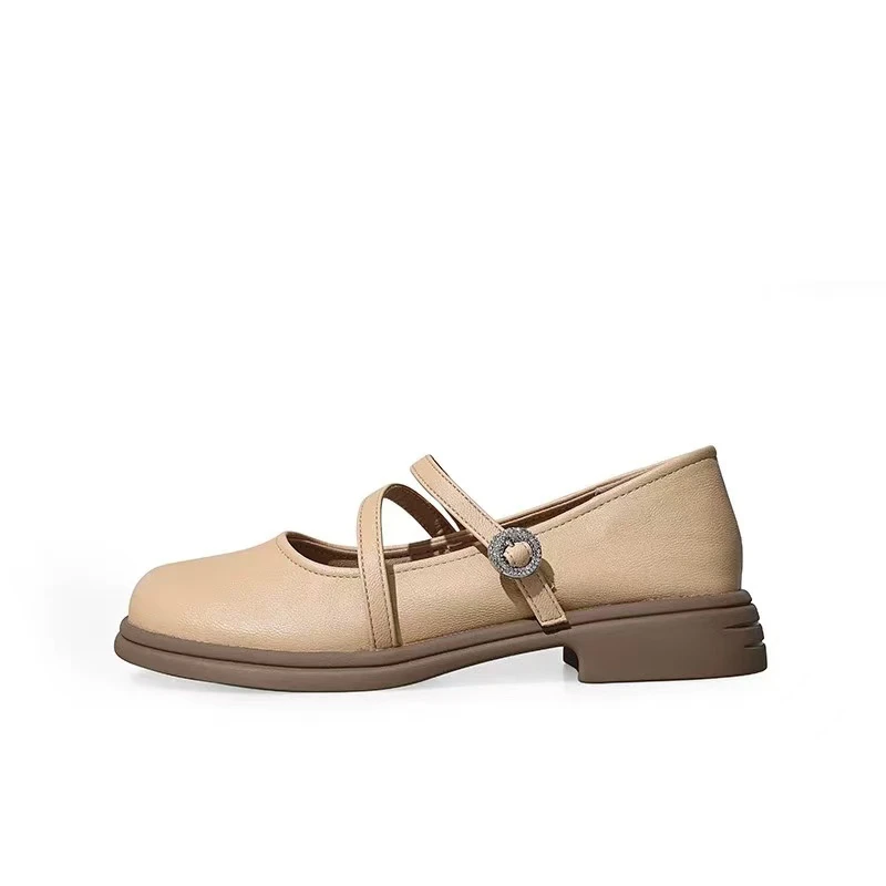 LA-762纯色温柔风玛丽珍鞋女2025新款方跟休闲百搭法式浅口单鞋