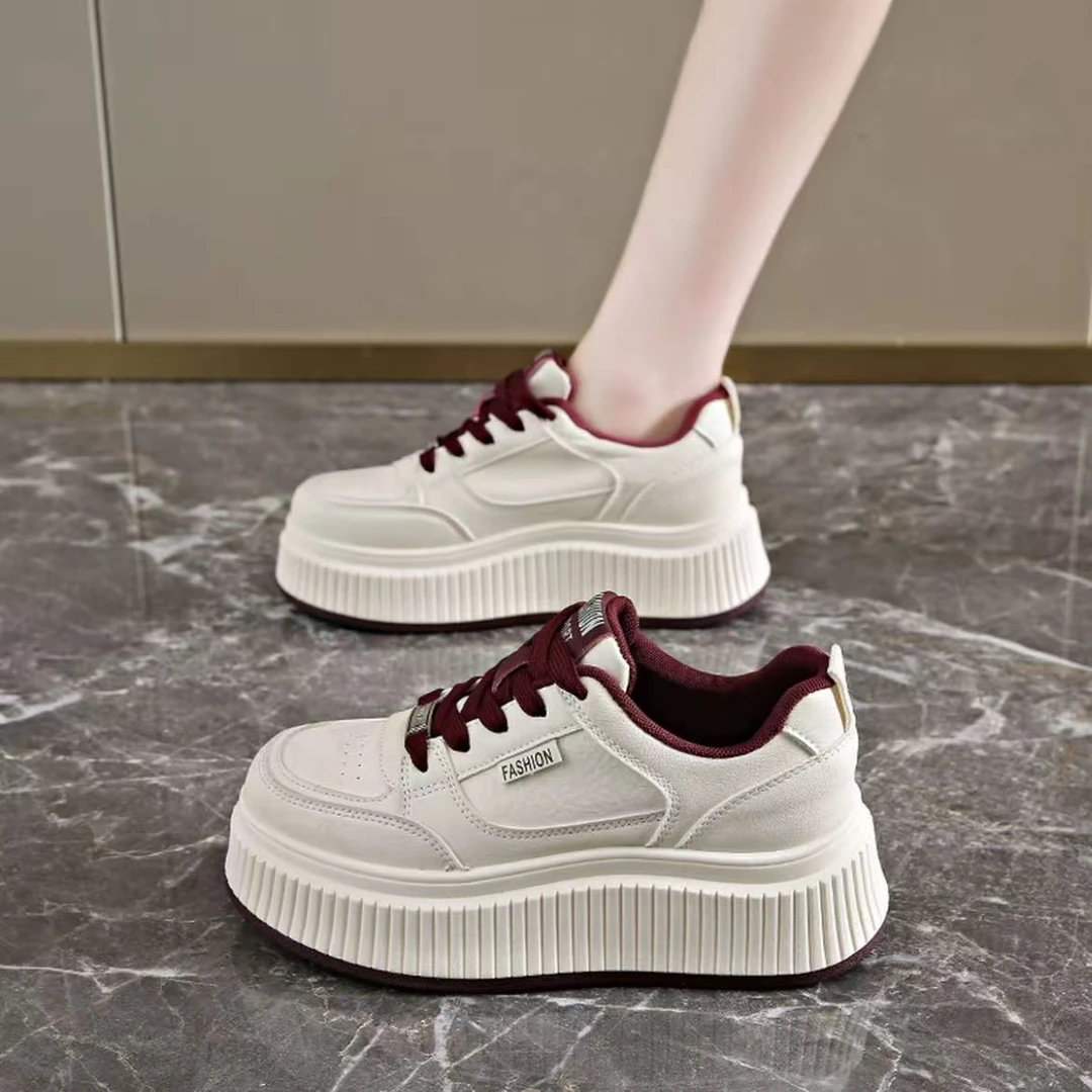 潮牌女鞋厚底小白鞋女款2025夏季透气时尚休闲板鞋增高运动鞋女26