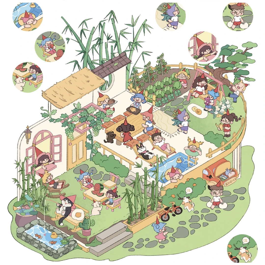 雀麦11.0造景贴纸新款六款diy拼贴小屋贴纸
