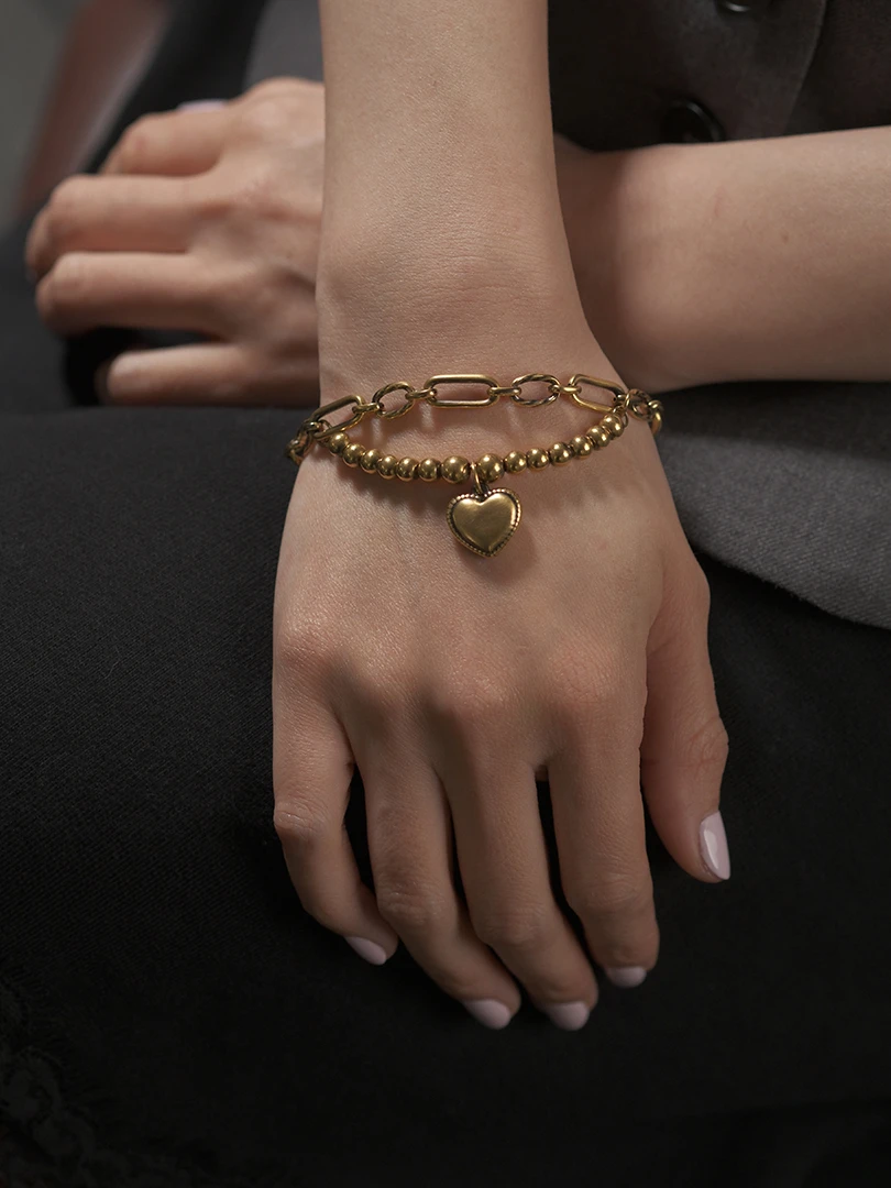 周帝王电黑工艺足金时尚爱心轻奢精致简约气质经典手链