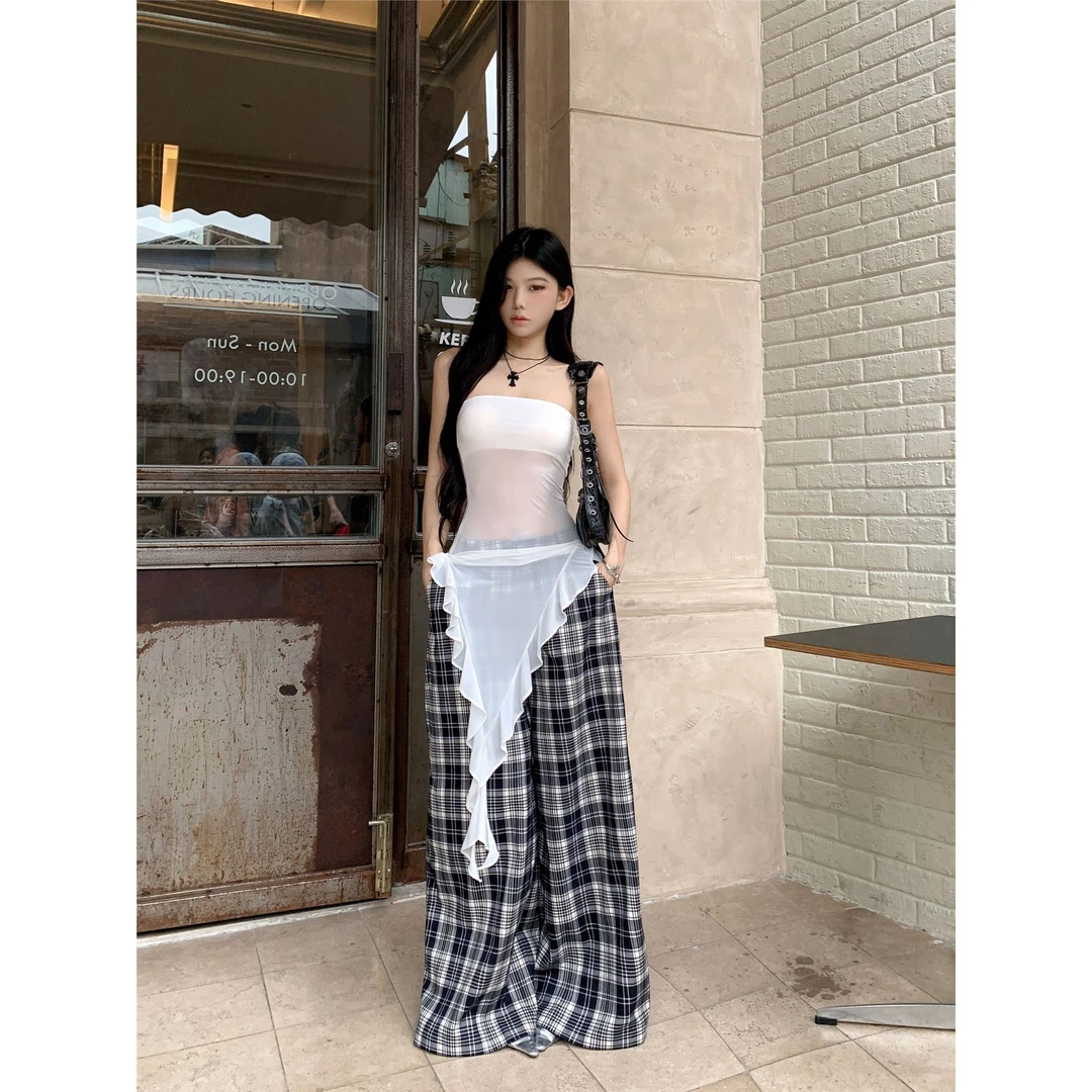 2025新款时尚上衣女辣妹修身纯色性感背心不规则T恤泰式抹胸夏季