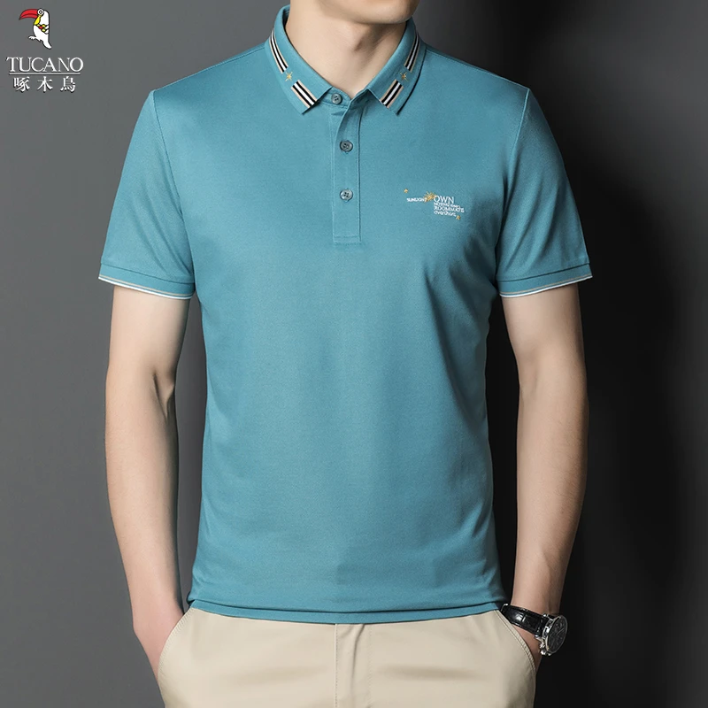 啄木鸟2025年春夏季新品时尚百搭潮流基础通勤男士T恤