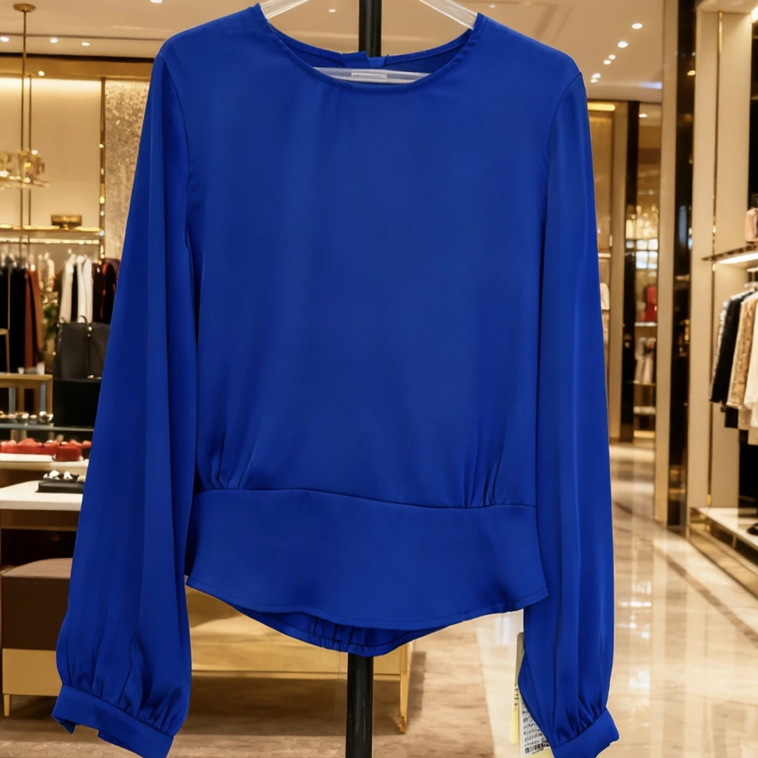 桑蚕丝春季3D长袖翻领衬衫小衫气质女款时尚