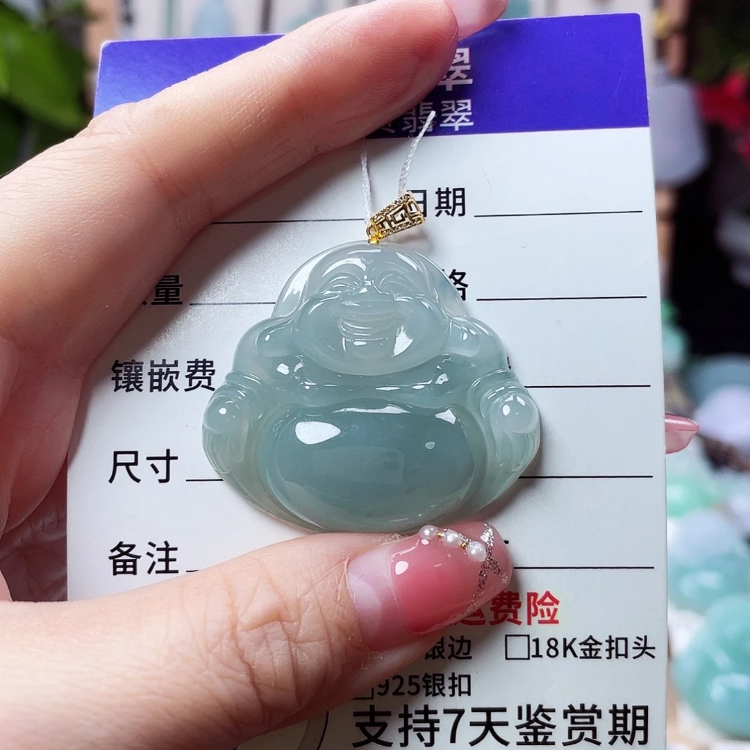 翡翠18K金镶嵌颈饰佛公36