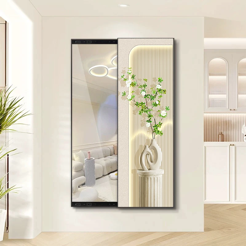 绿植隐藏式壁挂隐藏推拉镜穿衣镜客厅穿衣镜隐藏式推拉壁挂全身镜