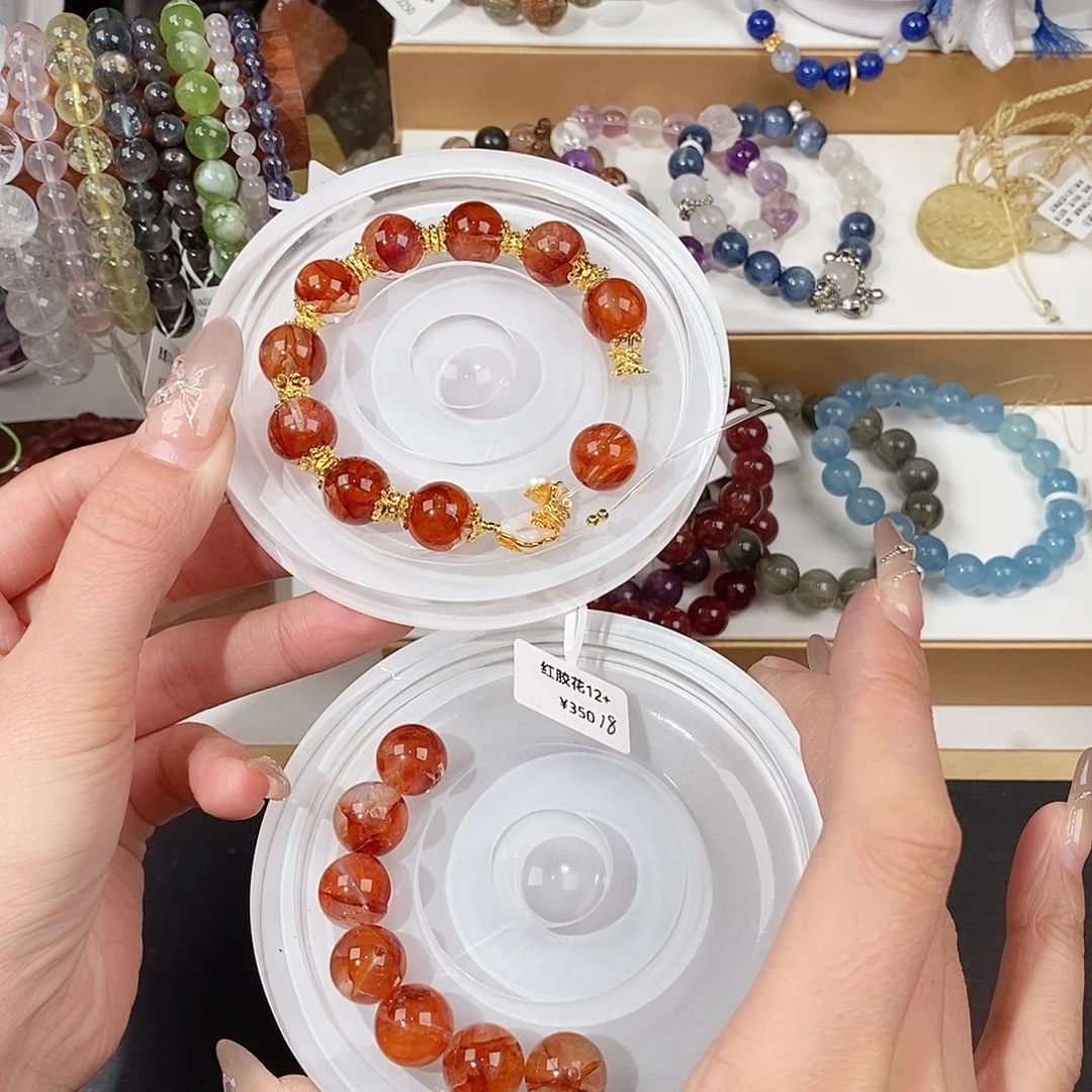 水晶手链未镶嵌风****子14整多留珍珠延长一点点