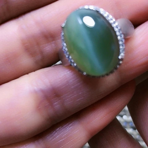 和田玉银S925镶嵌戒指