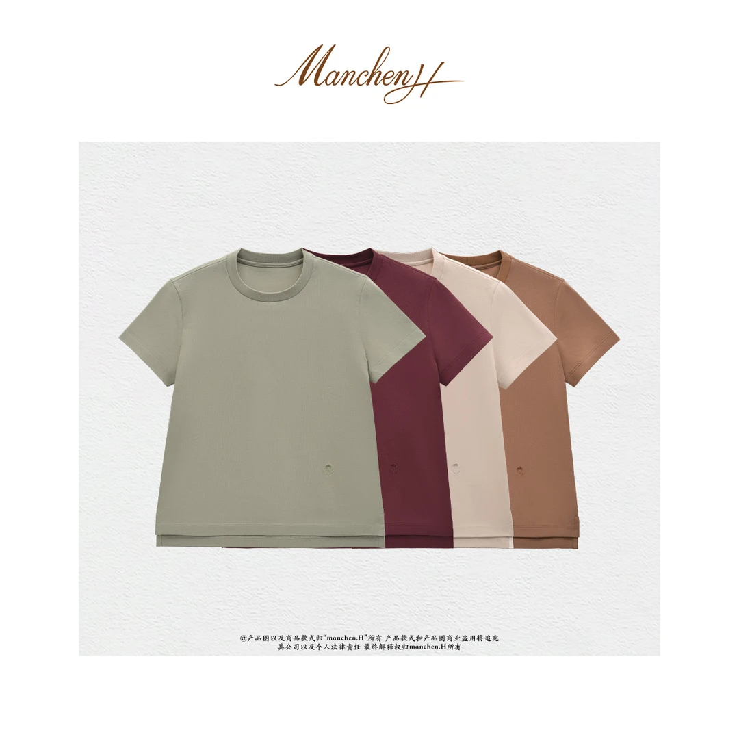 Manchenh“LP25胶囊T”进口面料长绒棉拼索罗娜立体刺绣高端棉T