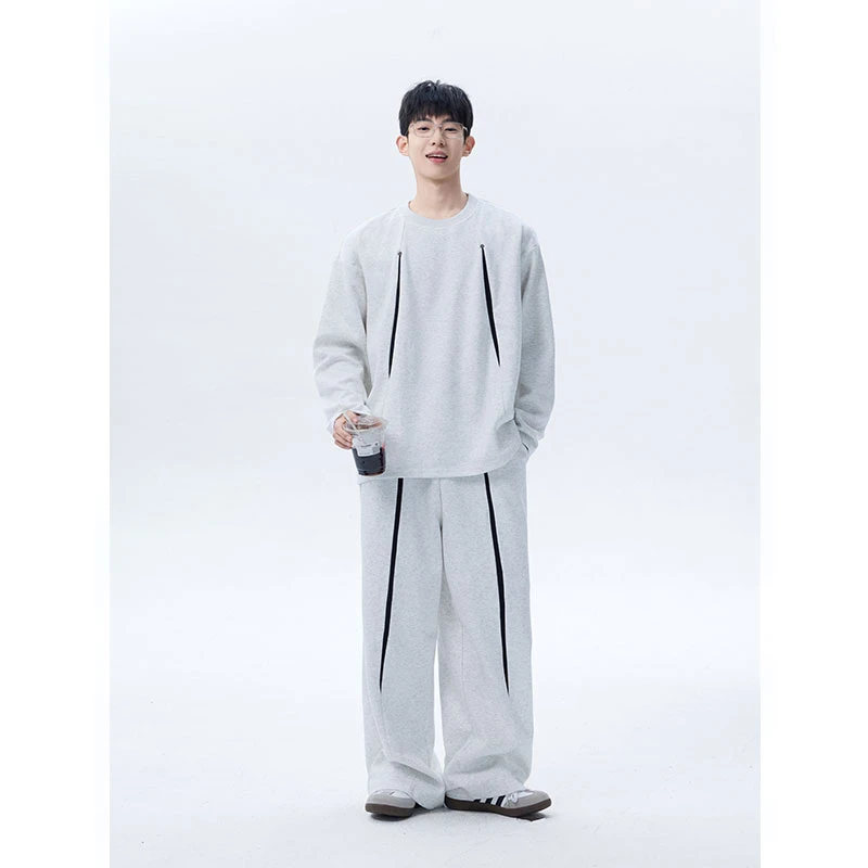 早秋男士情侣套装设计师款潮流时尚百搭圆领卫衣卫裤宽松版型ins