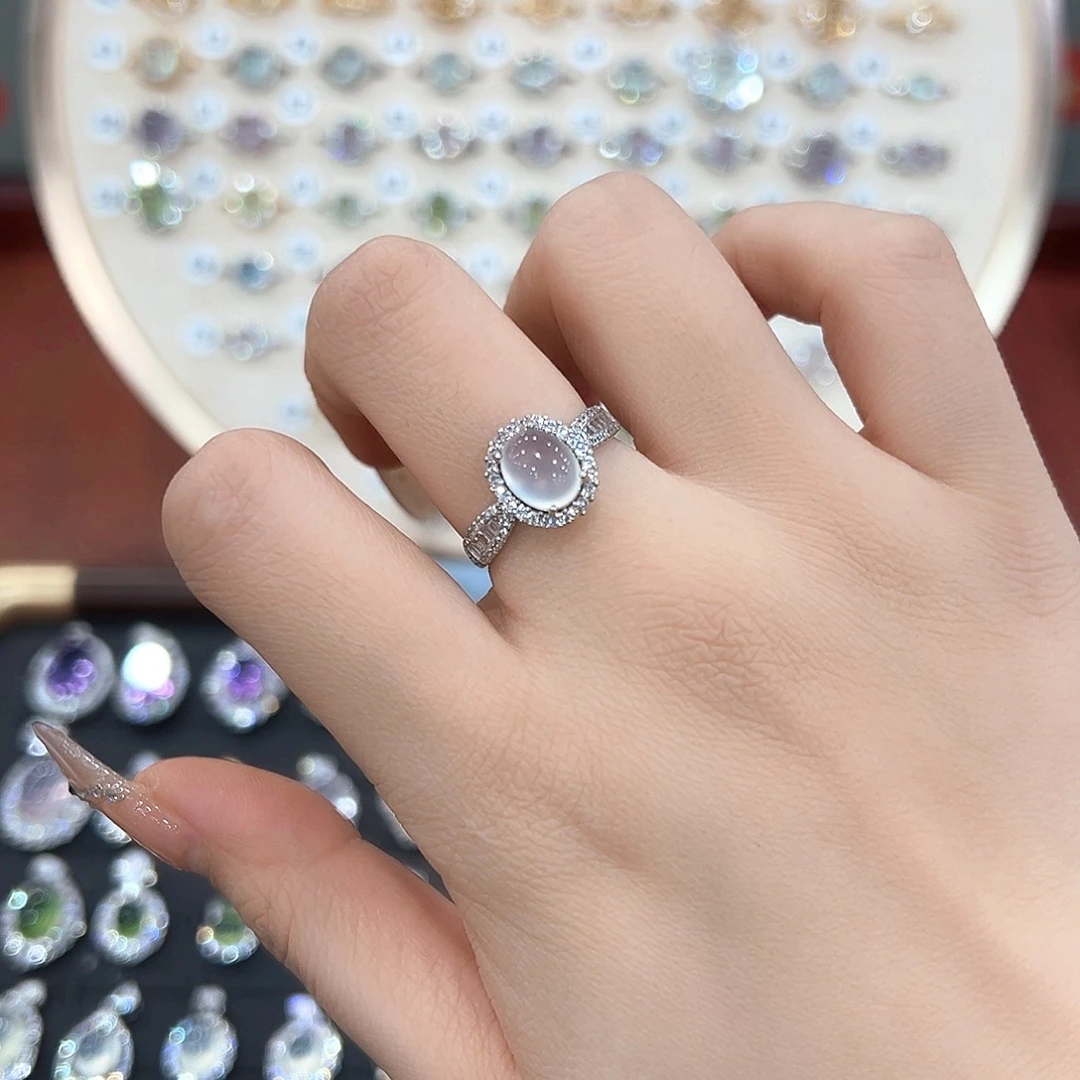 蛇纹石玉银S925镶嵌戒指