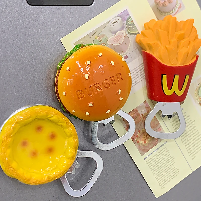 卡通可爱炸鸡薯条仿真磁吸冰箱贴ins卡通儿童美式立体起子开瓶器