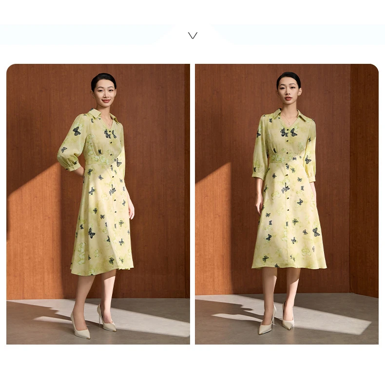 雅致花纹透气春夏印花休闲百搭连衣裙VDA682DRX0