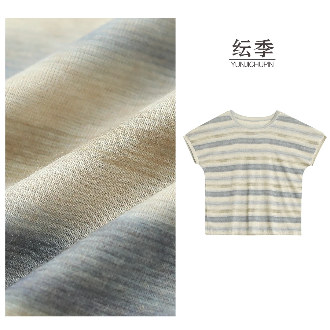 【米可原创】衣长60-62 夏季新款宽松落肩无袖条纹T恤女D25588