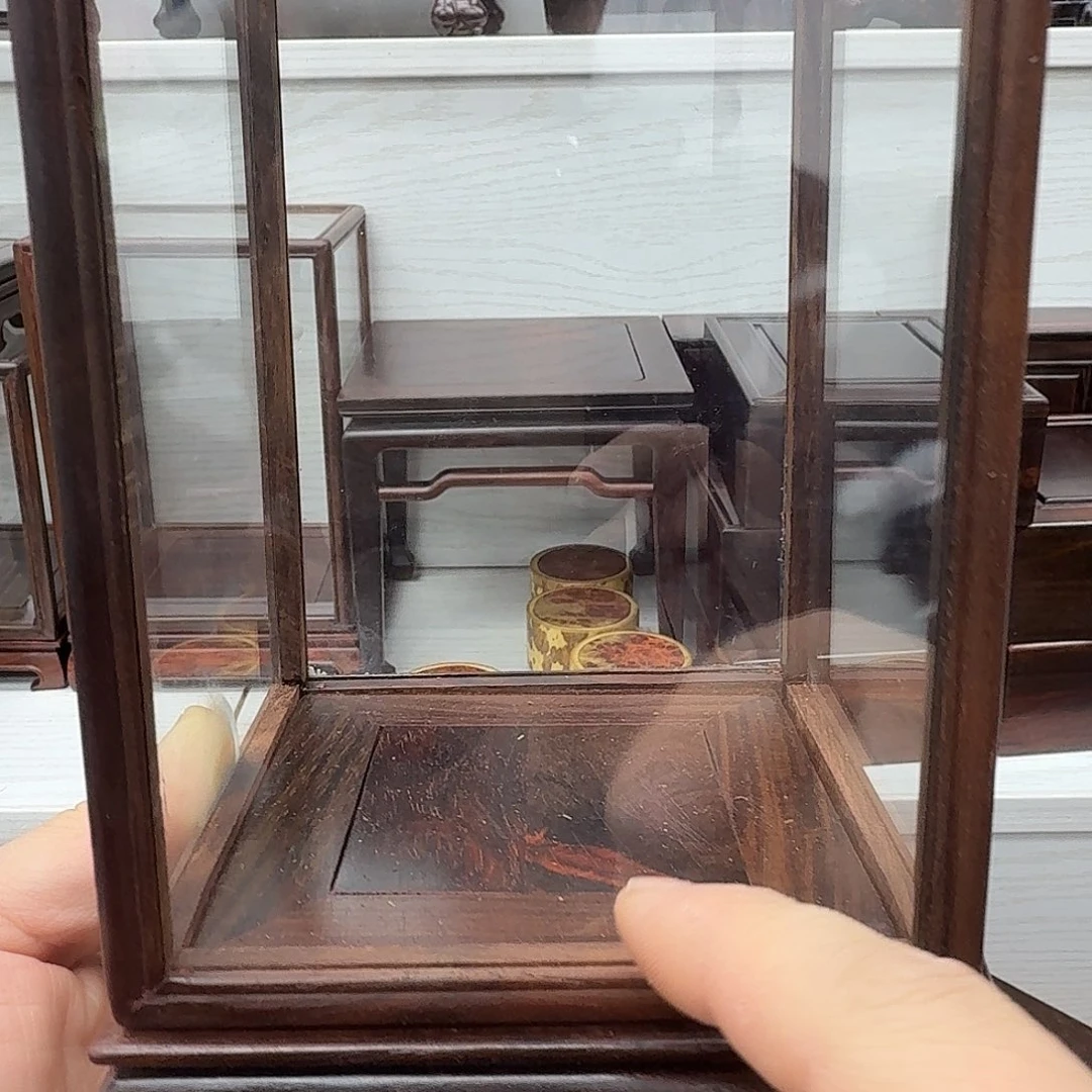 木大红酸枝12正方玻璃罩