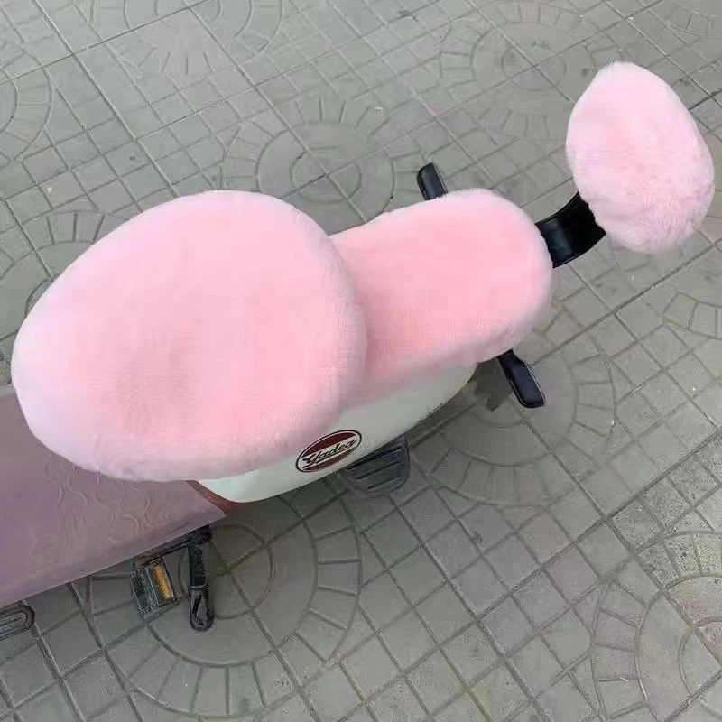 毛绒保暖加厚防寒电动车坐垫套防晒柔软通用型电动车座套