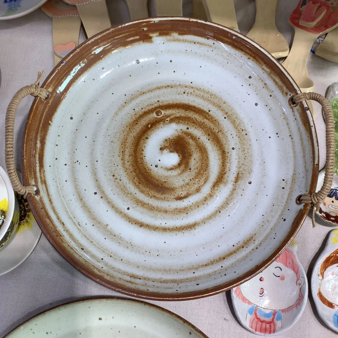 陶景德镇粗陶复古盘碗微瑕