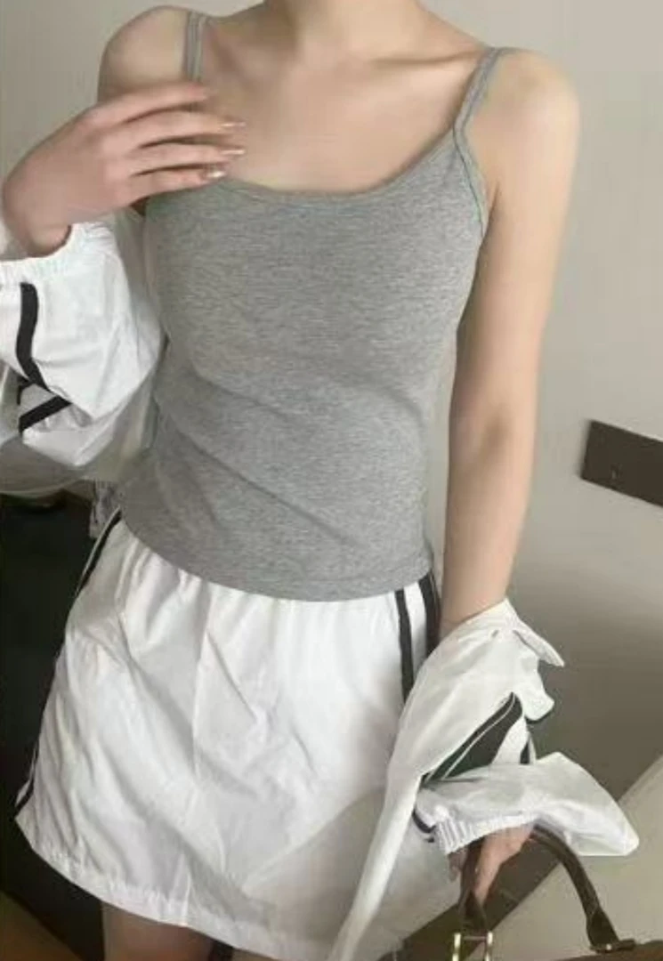 Manmi 大U露背吊带背心  2515