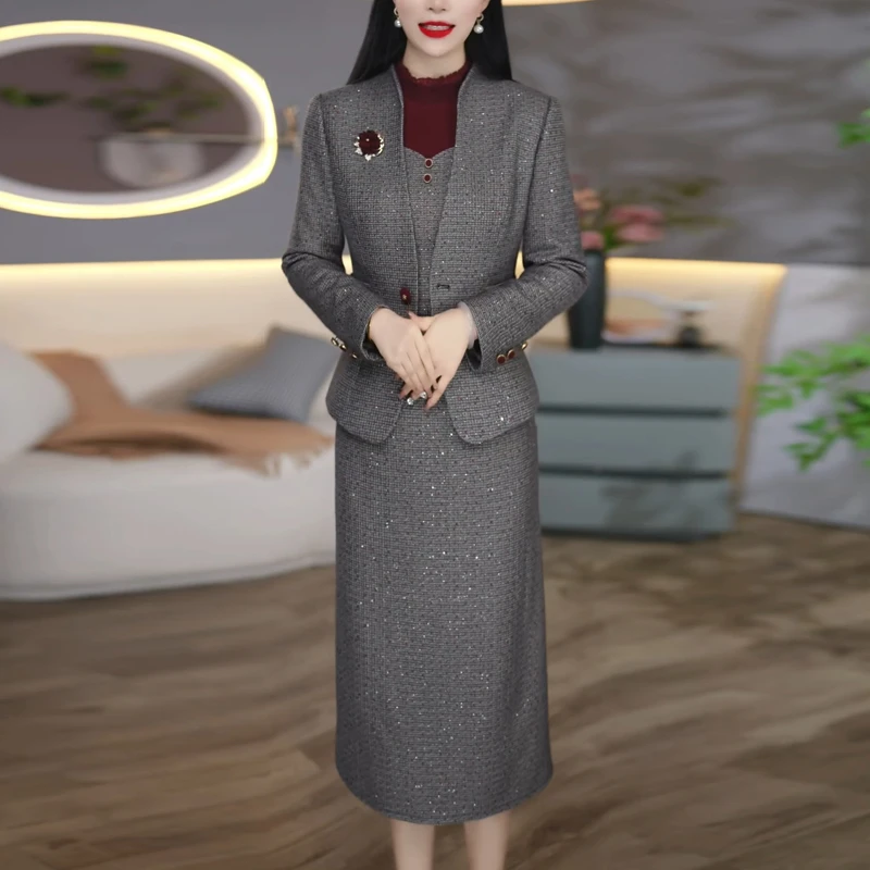 轻熟风时尚套装连衣裙女2025秋季新款气质名媛洋气减龄高档a字裙