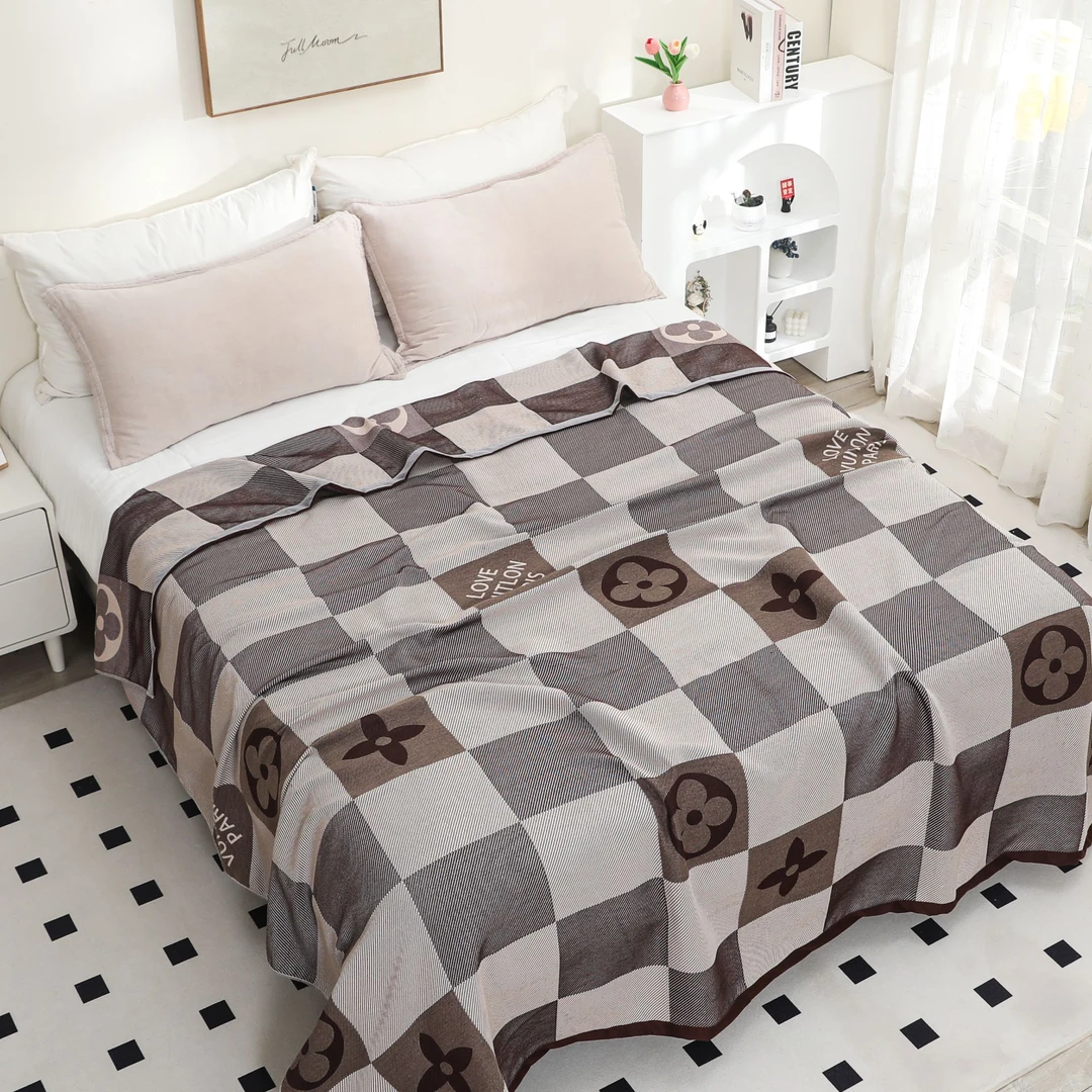 【方格】轻奢200.230纱布盖毯床盖沙发巾多功能